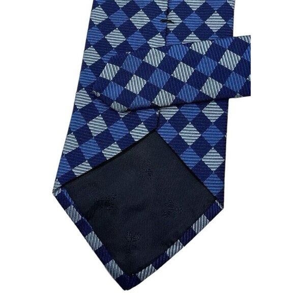 BROOKS BROTHERS Men's 100% Silk Necktie DESIGNER Tie Blue Geometric W:3.7" EUC - Picture 4 of 4